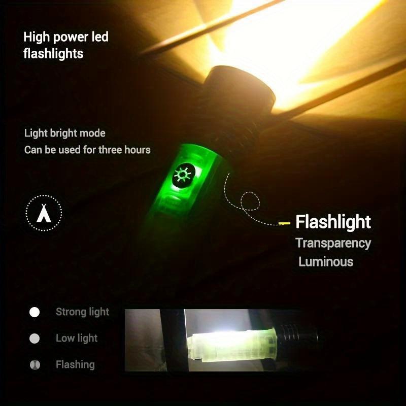 Super Bright Mini LED Flashlight USB Rechargeable Fluorescent Function Purple Light Torch for Outdoor Camping Hiking Fishing