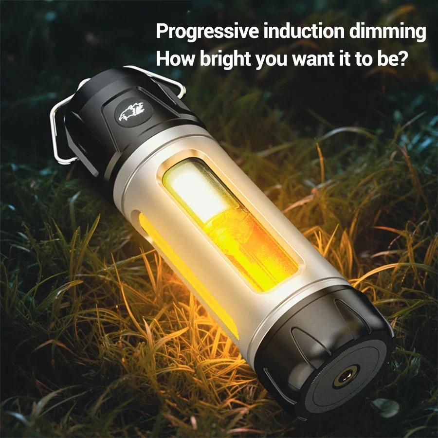 Multifunction Portable Camping Light with Hook Rechargeable Waterproof Camping Lamp with Warm&Cool Light for Outdoor Camping Tent Emergency Hiking